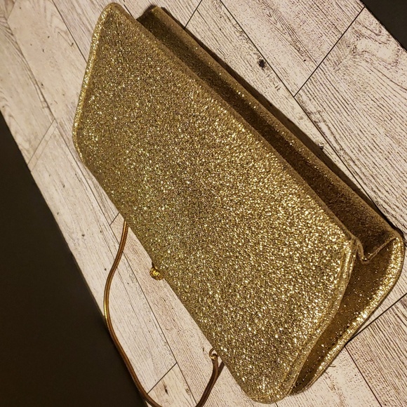 Rulo Creations Gold Glitter Clutch Handbag Vintage - Picture 14 of 14